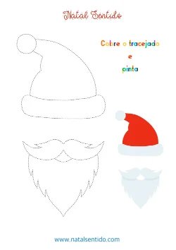 Cobre o tracejado do gorro de Natal e pinta (pdf 02) Cobre o tracejado do gorro de Natal e pinta