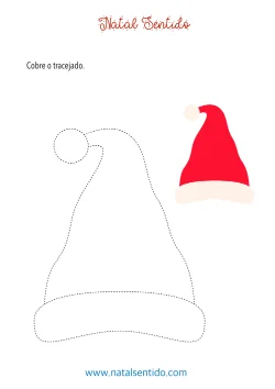 Cobre o tracejado o gorro de Natal. (pdf 04) Cobre o tracejado o gorro de Natal.