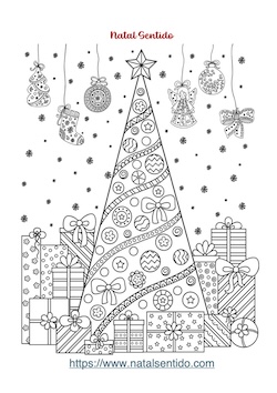 Árvore de Natal e simbolos de Natal; prendas, estrelas, flocos de neve (pdf 08) Árvore de Natal e simbolos de Natal; prendas, estrelas, flocos de neve
