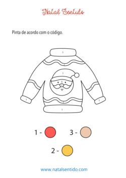 Pintar de acordo com o código - Camisola de Natal (pdf 05) Pintar de acordo com o código - Camisola de Natal