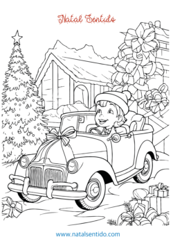 Criança no carro com pinheiro de Natal (pdf 03) Criança no carro com pinheiro de Natal