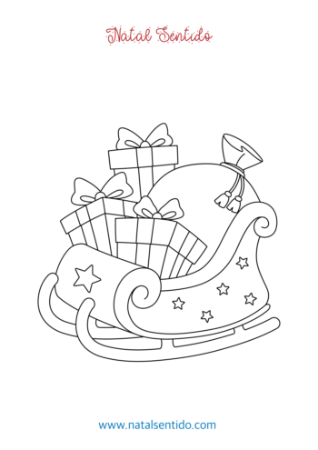 Trenó do Pai Natal decorado com estrelas e saco com prendas. (pdf 05) Trenó do Pai Natal decorado com estrelas e saco com prendas.