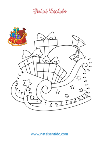 Trenó do Pai Natal para ligar por números e colorir. (pdf 10) Trenó do Pai Natal para ligar por números e colorir.